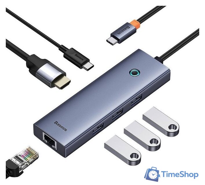 Док-станция Baseus Flite Series 6-Port Hub Docking Station B00052807813-00 - Изображение №2 — Интернет-магазин Time-Shop