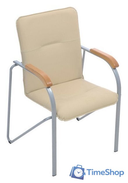 Офисный стул Helmi Самба HL-F03 344614 (металл алюминий/экокожа/бежевый/бук BOX2) - Изображение №1 — Интернет-магазин Time-Shop