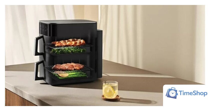 Аэрогриль (аэрофритюрница) Xiaomi Smart Double Stack Air Fryer 12L MAF-DS1201 (черный) - Изображение №4 — Интернет-магазин Time-Shop