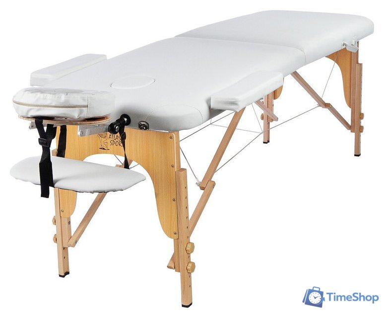 Массажный стол Atlas Sport складной 2-с 60 см деревянный (белый) - Изображение №1 — Интернет-магазин Time-Shop