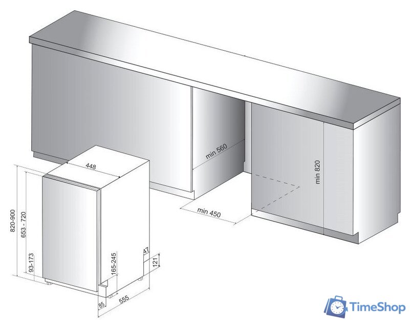 Встраиваемая посудомоечная машина Whirlpool WSIO 3T125 6PE X - Изображение №3 — Интернет-магазин Time-Shop