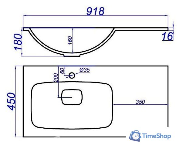 Умывальник Aqwella Malaga 900 (левый) - Изображение №2 — Интернет-магазин Time-Shop