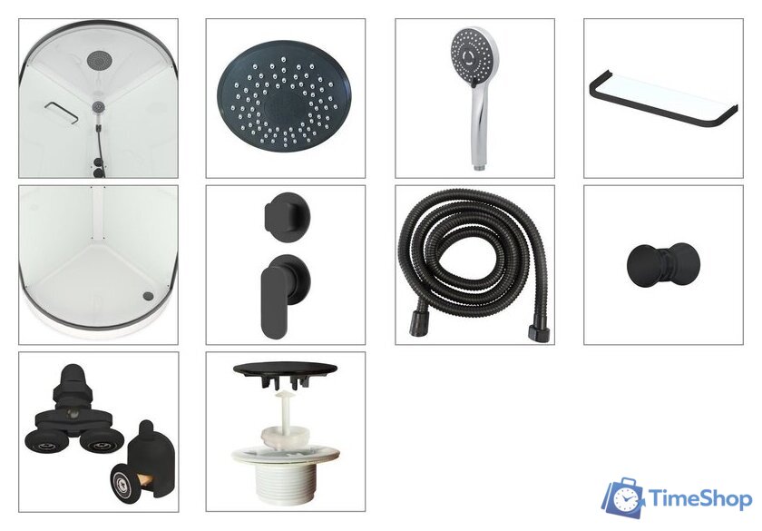 Душевая кабина Domani-Spa Simple 99 90x90 DS01Sm99LBT00.Gt-V1.2-Black - Изображение №5 — Интернет-магазин Time-Shop