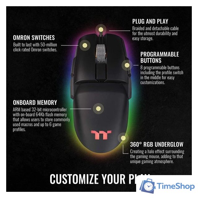 Игровая мышь Thermaltake Argent M5 RGB - Изображение №4 — Интернет-магазин Time-Shop
