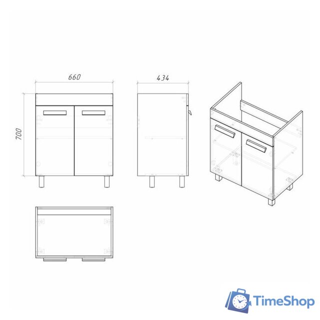  Grossman Тумба под умывальник Нео 70 107013 - Изображение №7 — Интернет-магазин Time-Shop