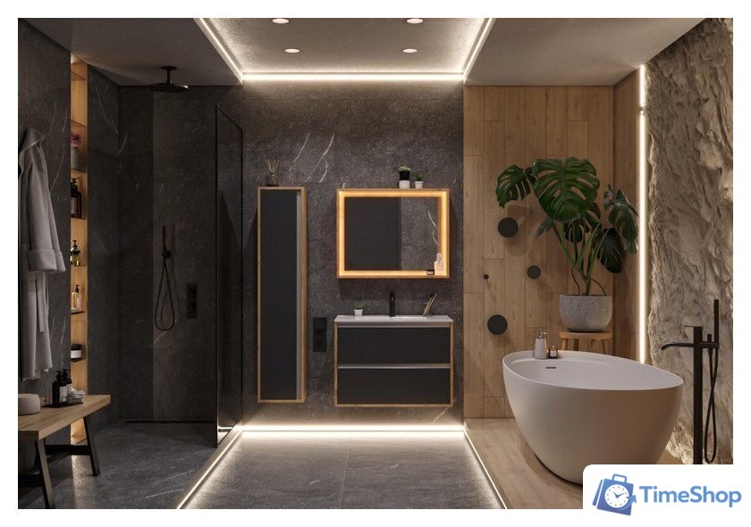  ЗОВ Тумба с умывальником Парма 100 P100LHO0MBPMC1A-OL100 (дуб/черный) - Изображение №4 — Интернет-магазин Time-Shop