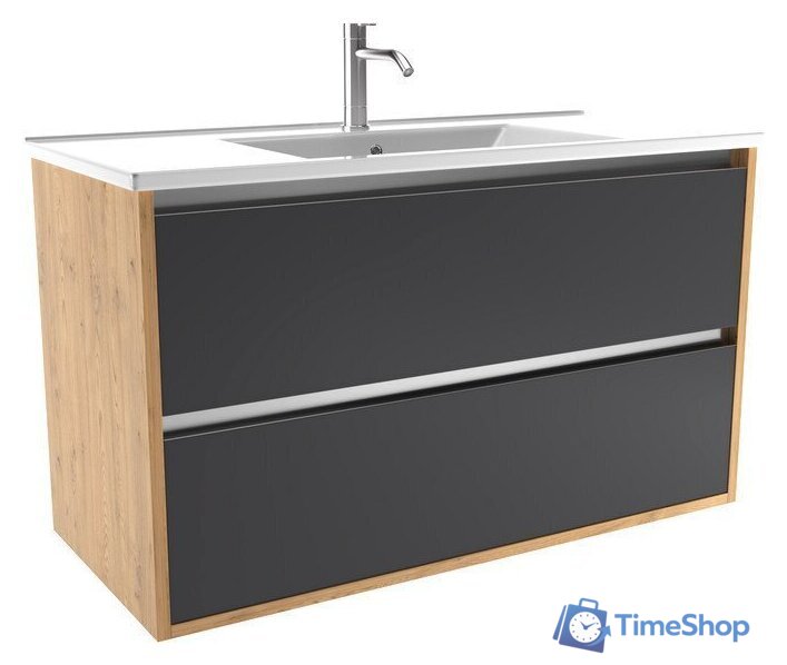  ЗОВ Тумба с умывальником Парма 100 P100LHO0MBPMC1A-OL100 (дуб/черный) - Изображение №1 — Интернет-магазин Time-Shop