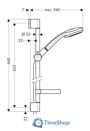Душевой гарнитур  Hansgrohe Croma 100 Multi/Unica’C (27775000) - Изображение №2 — Интернет-магазин Time-Shop