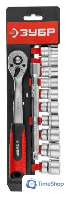 Набор трещотка с головками Зубр 27646-H12 (12 предметов) - Изображение №1 — Интернет-магазин Time-Shop