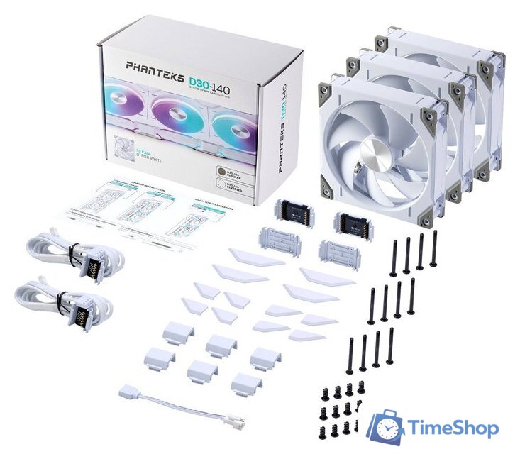 Комплект вентиляторов для корпуса Phanteks D30-140 D-RGB Regular White Triple PH-F140D30_DRGB_PWM_WT01_3P - Изображение №1 — Интернет-магазин Time-Shop