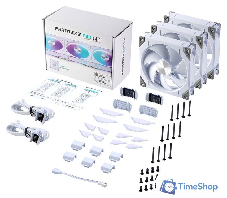 Комплект вентиляторов для корпуса Phanteks D30-140 D-RGB Regular White Triple PH-F140D30_DRGB_PWM_WT01_3P - Изображение №1 — Интернет-магазин Time-Shop