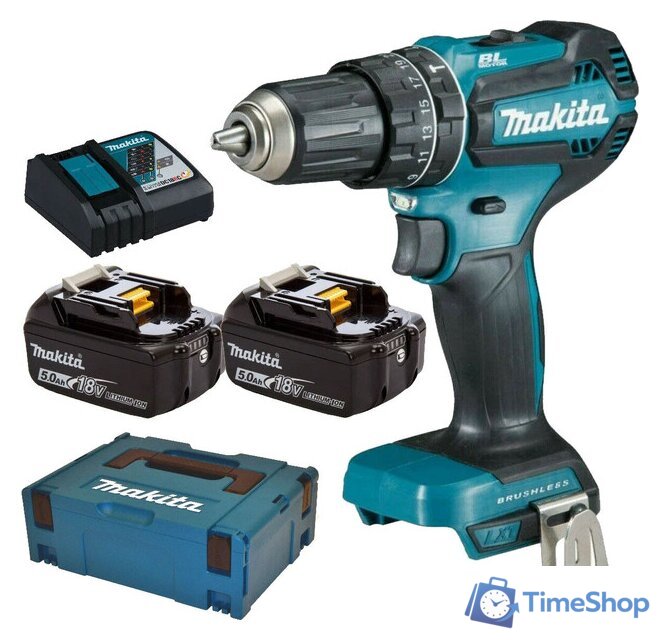 Ударная дрель-шуруповерт Makita DHP485RTJ (с 2-мя АКБ 5 Ач, кейс) - Изображение №1 — Интернет-магазин Time-Shop