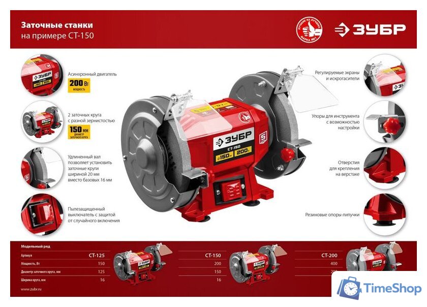 Заточный станок Зубр Мастер СТ-150 - Изображение №13 — Интернет-магазин Time-Shop