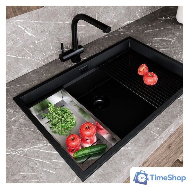 Кухонная мойка Globalo Miralio 80.1 Black/BL Mat - Изображение №4 — Интернет-магазин Time-Shop