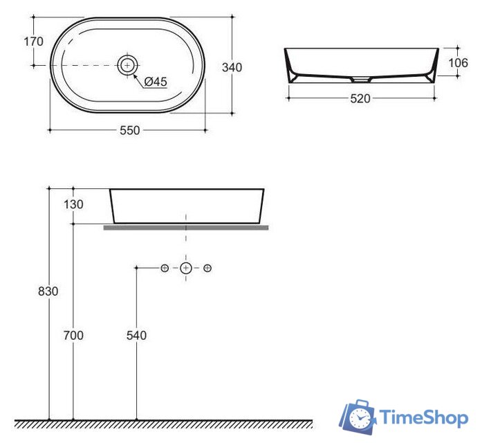 Умывальник Керамин Арена 55 ФС (серый, матовый) - Изображение №8 — Интернет-магазин Time-Shop