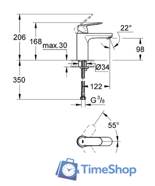 Смеситель Grohe Eurosmart Cosmopolitan 23327000 (хром) - Изображение №2 — Интернет-магазин Time-Shop