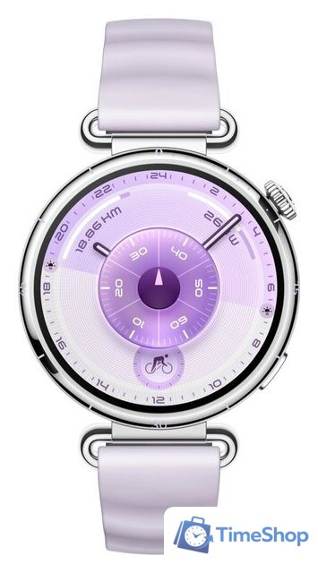 Умные часы Huawei Watch GT 6 41 мм (серебристый, с сиреневым силиконовым ремешком, международная версия) - Изображение №2 — Интернет-магазин Time-Shop