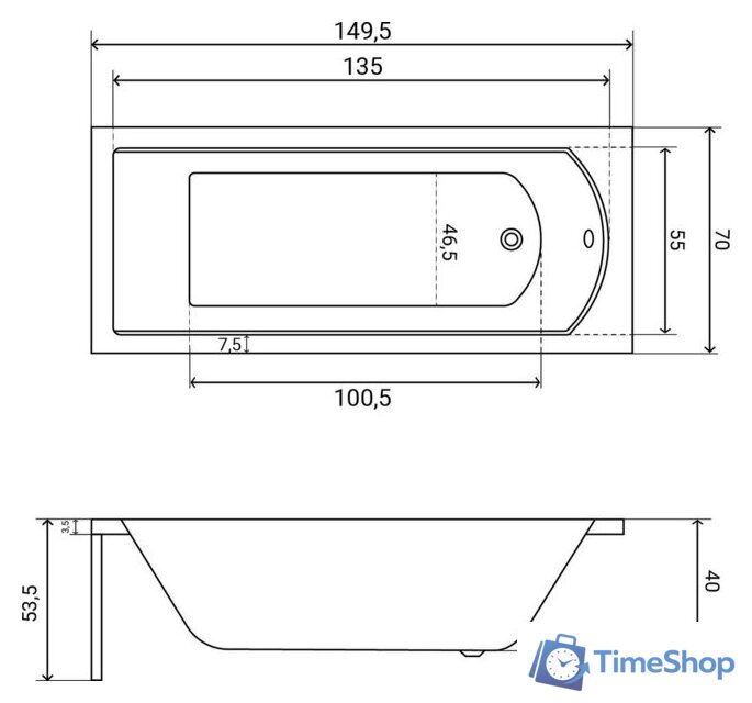 Ванна Lauter Amelia 150х70 21204050 - Изображение №28 — Интернет-магазин Time-Shop