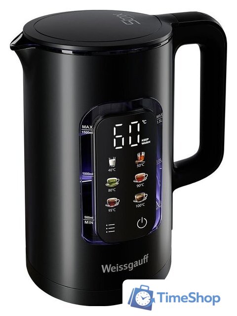 Электрический чайник Weissgauff WK 1500 Db Touch BodyCool - Изображение №20 — Интернет-магазин Time-Shop