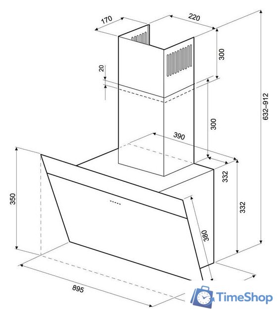 Кухонная вытяжка Krona Kristen A 900 S (белый) - Изображение №2 — Интернет-магазин Time-Shop