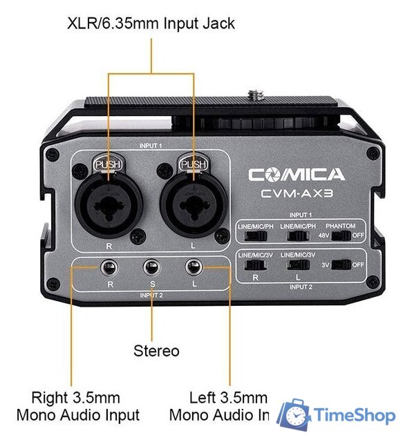 Накамерный аудиомикшер Comica CVM-AX3 - Изображение №4 — Интернет-магазин Time-Shop