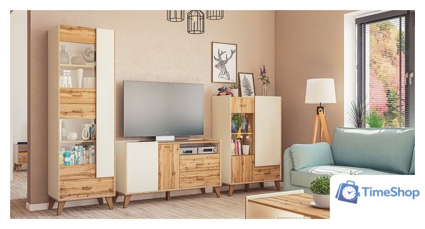 Тумба Неман мебель Сканди МН-036-01 (дуб вотан-белый) - Изображение №8 — Интернет-магазин Time-Shop