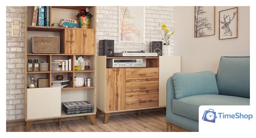 Тумба Неман мебель Сканди МН-036-01 (дуб вотан-белый) - Изображение №11 — Интернет-магазин Time-Shop