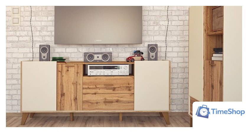 Тумба Неман мебель Сканди МН-036-01 (дуб вотан-белый) - Изображение №5 — Интернет-магазин Time-Shop