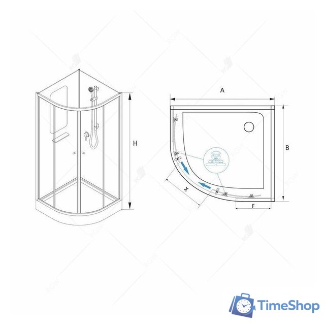 Душевая кабина RGW AN-208 381320800-12 100x100 (хром-матовый/прозрачное стекло) - Изображение №13 — Интернет-магазин Time-Shop