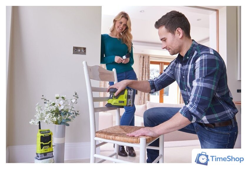  Ryobi R18CK4E-242S 5133004757 (шуруповерт, сабельная пила, болгарка, шлифмашина, 2 АКБ, сумка) - Изображение №2 — Интернет-магазин Time-Shop
