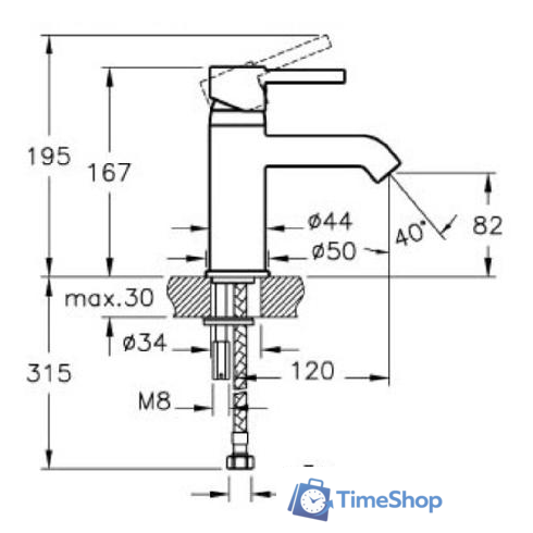 Смеситель Vitra Minimax S A41984EXP - Изображение №2 — Интернет-магазин Time-Shop