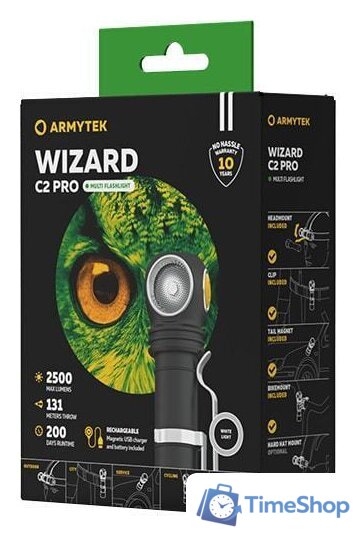 Фонарь Armytek Wizard C2 Pro Magnet USB XHP50.2 (белый) - Изображение №3 — Интернет-магазин Time-Shop