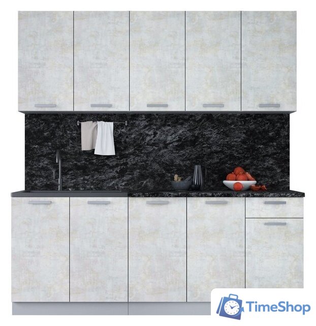 Готовая кухня Интерлиния Мила Лайт 2.0 (бетон лайт/бетон лайт/кастилло темный) - Изображение №1 — Интернет-магазин Time-Shop