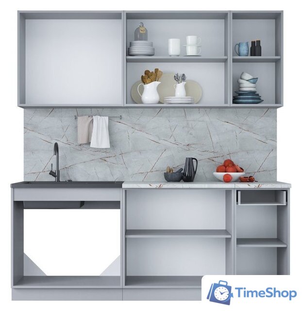 Готовая кухня Интерлиния Мила Лайт 2.0 (бетон лайт/бетон лайт/кастилло темный) - Изображение №2 — Интернет-магазин Time-Shop