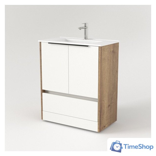  Дабер Тумба под умывальник 017 70 Т17.7.0.21Ч (дуб галифакс/белый/ручка черная) - Изображение №2 — Интернет-магазин Time-Shop