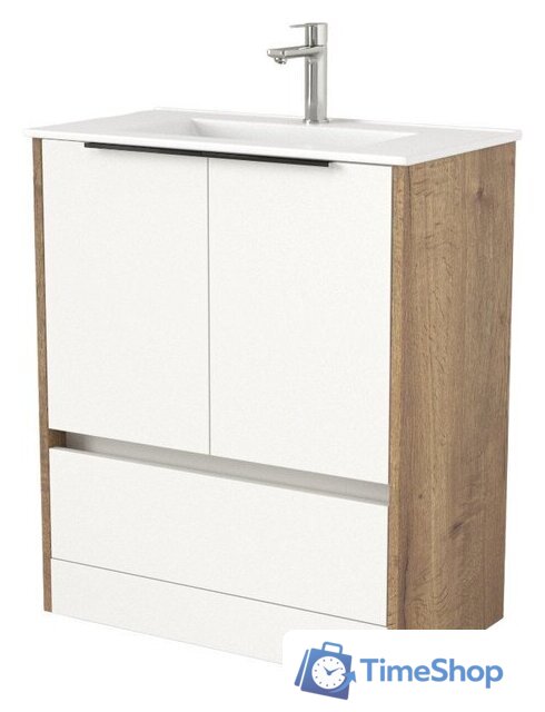  Дабер Тумба под умывальник 017 70 Т17.7.0.21Ч (дуб галифакс/белый/ручка черная) - Изображение №1 — Интернет-магазин Time-Shop