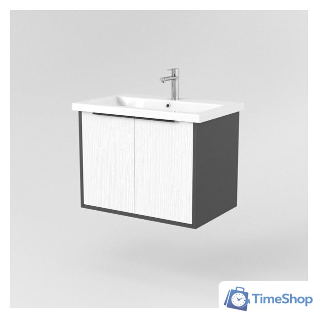  Дабер Тумба под умывальник 018 Cersanit Como 70 Т18.7С.0.20Ч (белый древесный/серый/ручка черная) - Изображение №2 — Интернет-магазин Time-Shop