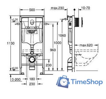 Инсталляция для унитаза Grohe Rapid SL [38721001] - Изображение №2 — Интернет-магазин Time-Shop