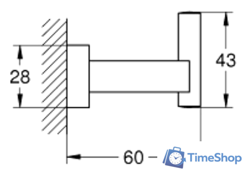 Крючок для ванны Grohe Essentials Cube 40511001 (хром) - Изображение №2 — Интернет-магазин Time-Shop