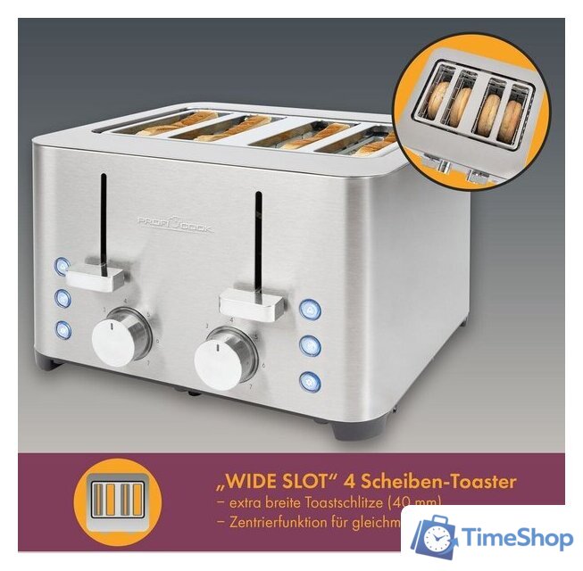 Тостер ProfiCook PC-TA 1252 Edelstahl 501252 - Изображение №7 — Интернет-магазин Time-Shop