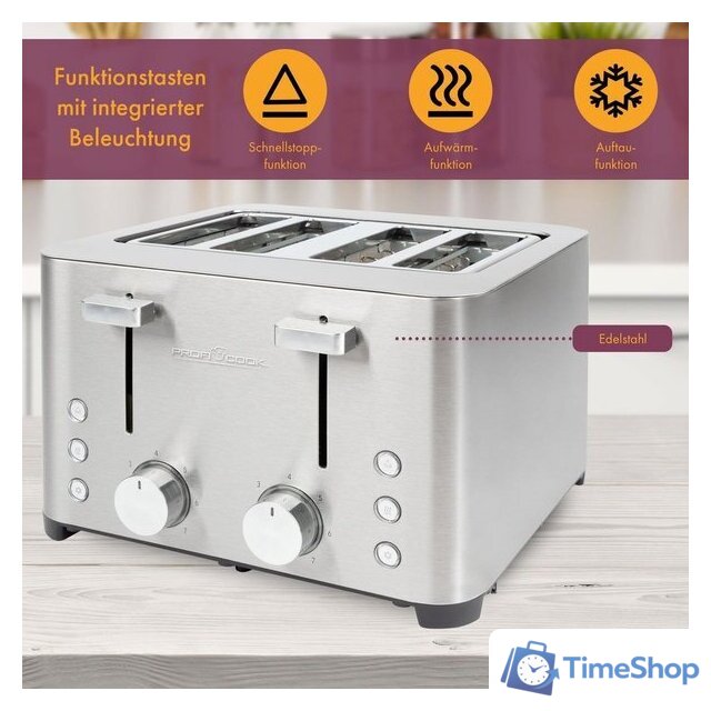 Тостер ProfiCook PC-TA 1252 Edelstahl 501252 - Изображение №8 — Интернет-магазин Time-Shop