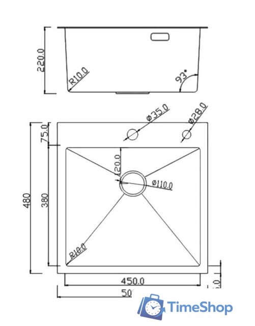 Кухонная мойка Roxen Snake 560220-50-BS (50*48) PVD графит/текстурная поверхность (с коландером и дозатором) - Изображение №15 — Интернет-магазин Time-Shop