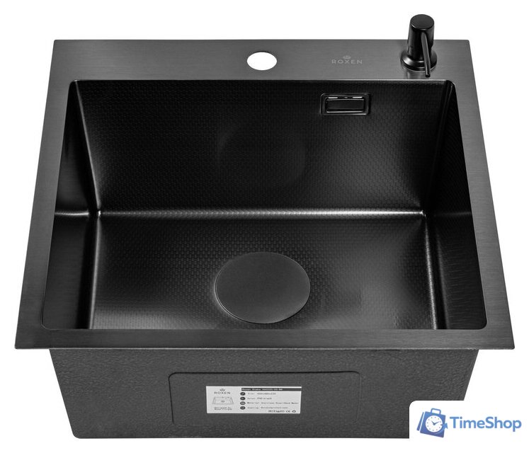 Кухонная мойка Roxen Snake 560220-50-BS (50*48) PVD графит/текстурная поверхность (с коландером и дозатором) - Изображение №10 — Интернет-магазин Time-Shop