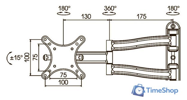 Кронштейн для телевизора Kromax Techno-1 (черный) - Изображение №4 — Интернет-магазин Time-Shop