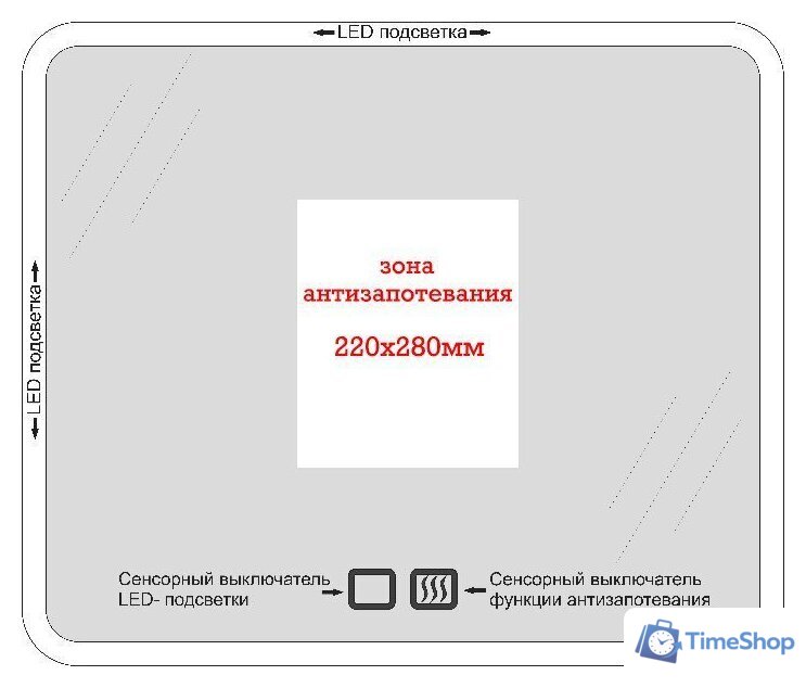  Пекам Зеркало Ring 70x70 ring-70x70sp (с подсветкой, подогревом и сенсором на прикосновение) - Изображение №6 — Интернет-магазин Time-Shop