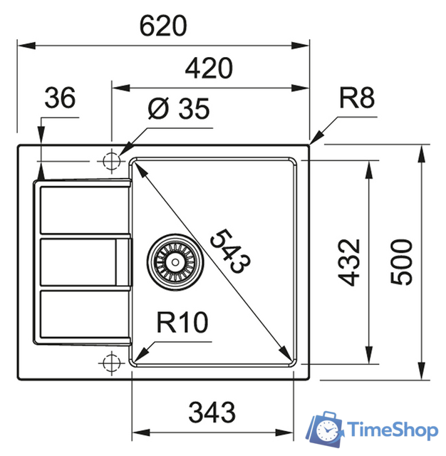 Кухонная мойка Franke Sirius 2.0 S2D 611-62 (500) Tectonite 143.0628.363 (белый) - Изображение №2 — Интернет-магазин Time-Shop