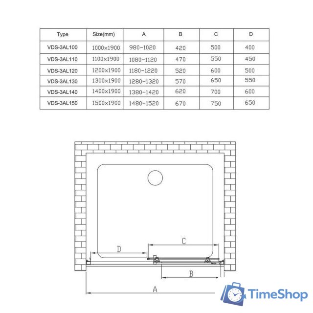 Душевая дверь Vincea Alpha VDS-3AL100CL (хром/прозрачное) - Изображение №7 — Интернет-магазин Time-Shop