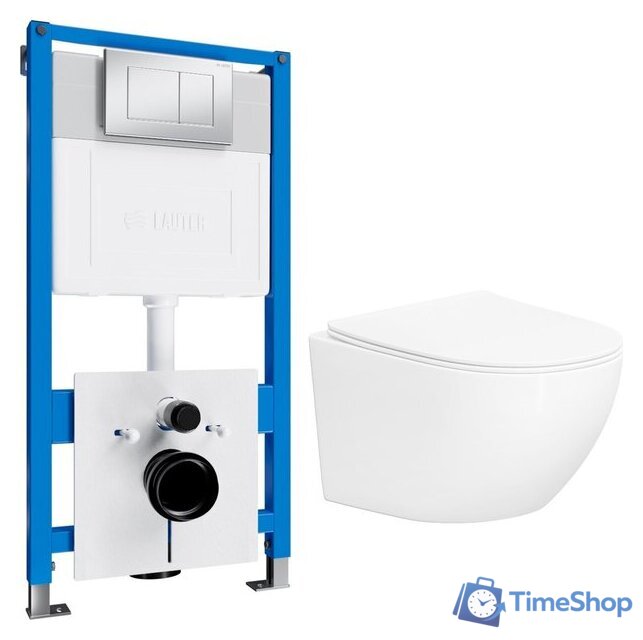 Унитаз подвесной Lauter Sulzdorf с микролифтом и кнопкой смыва 219703J (белый/сатин) - Изображение №1 — Интернет-магазин Time-Shop