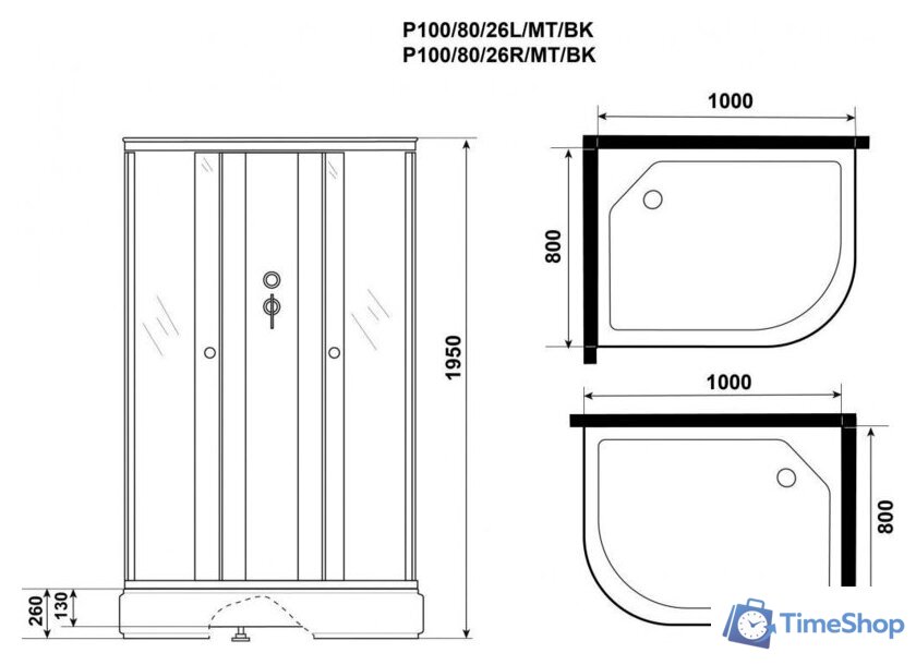 Душевая кабина Niagara Promo P100/80/26L/MT/BK 100x80x195 - Изображение №5 — Интернет-магазин Time-Shop