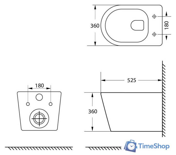 Унитаз подвесной Lauter Longer 2110822 с кнопкой 219704HD (узкая, черный) - Изображение №30 — Интернет-магазин Time-Shop